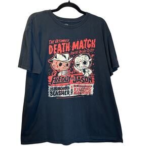 Pop Freddy versus Jason Tee shirt black short sleeve cotton